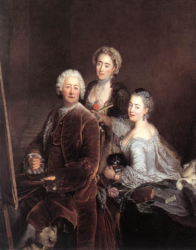PESNE, Antoine Self-portrait with Daughters sg Sweden oil painting art